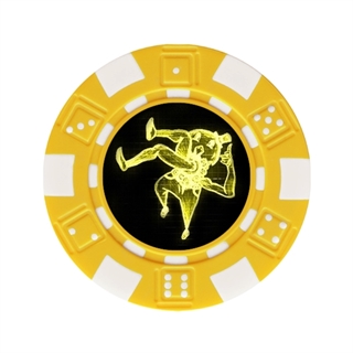 Custom Striped Dice Poker Chip In Yellow