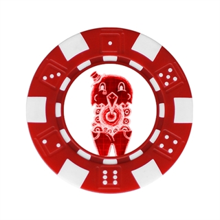 Red Striped Dice Poker Chip With Own Image